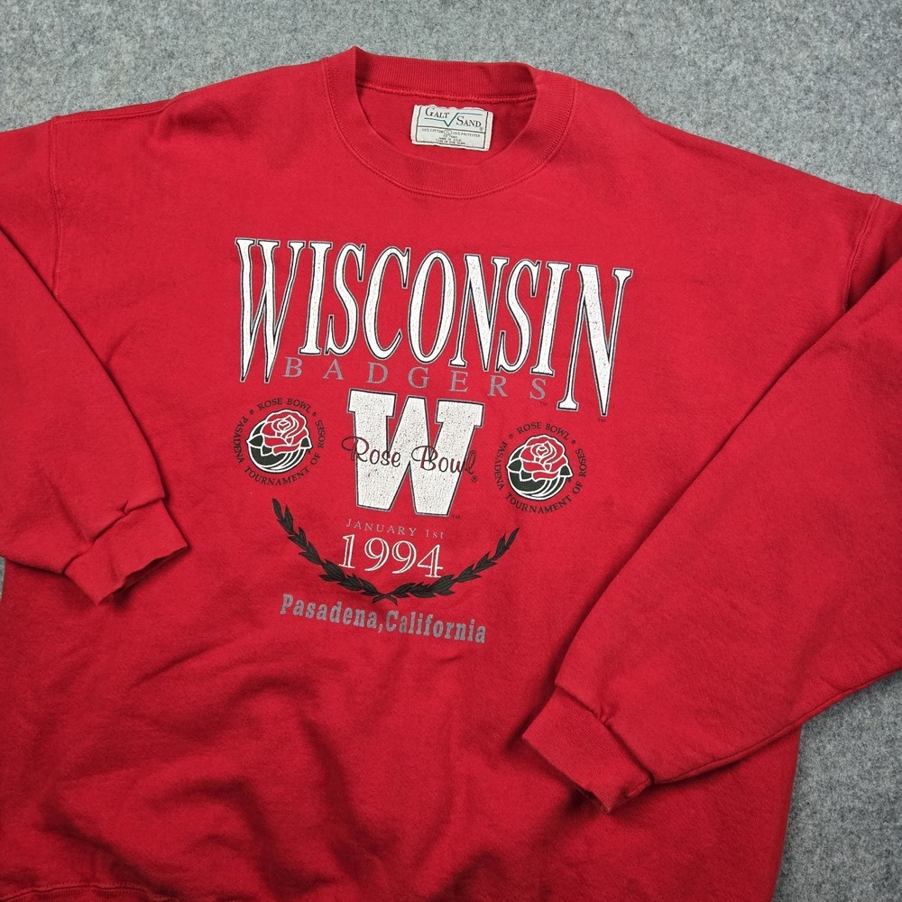 Vintage Wisconsin Badgers Sweatshirt Mens XL‎ Red Rose Bowl USA Football 1994